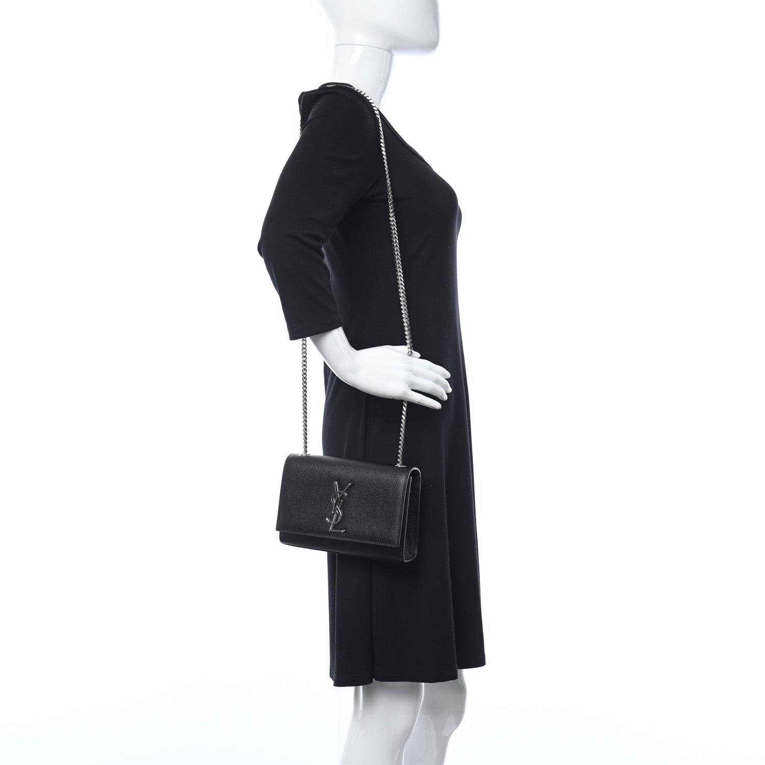 Saint Laurent Grain De Poudre Small Monogram Kate Satchel Black 2 of 9