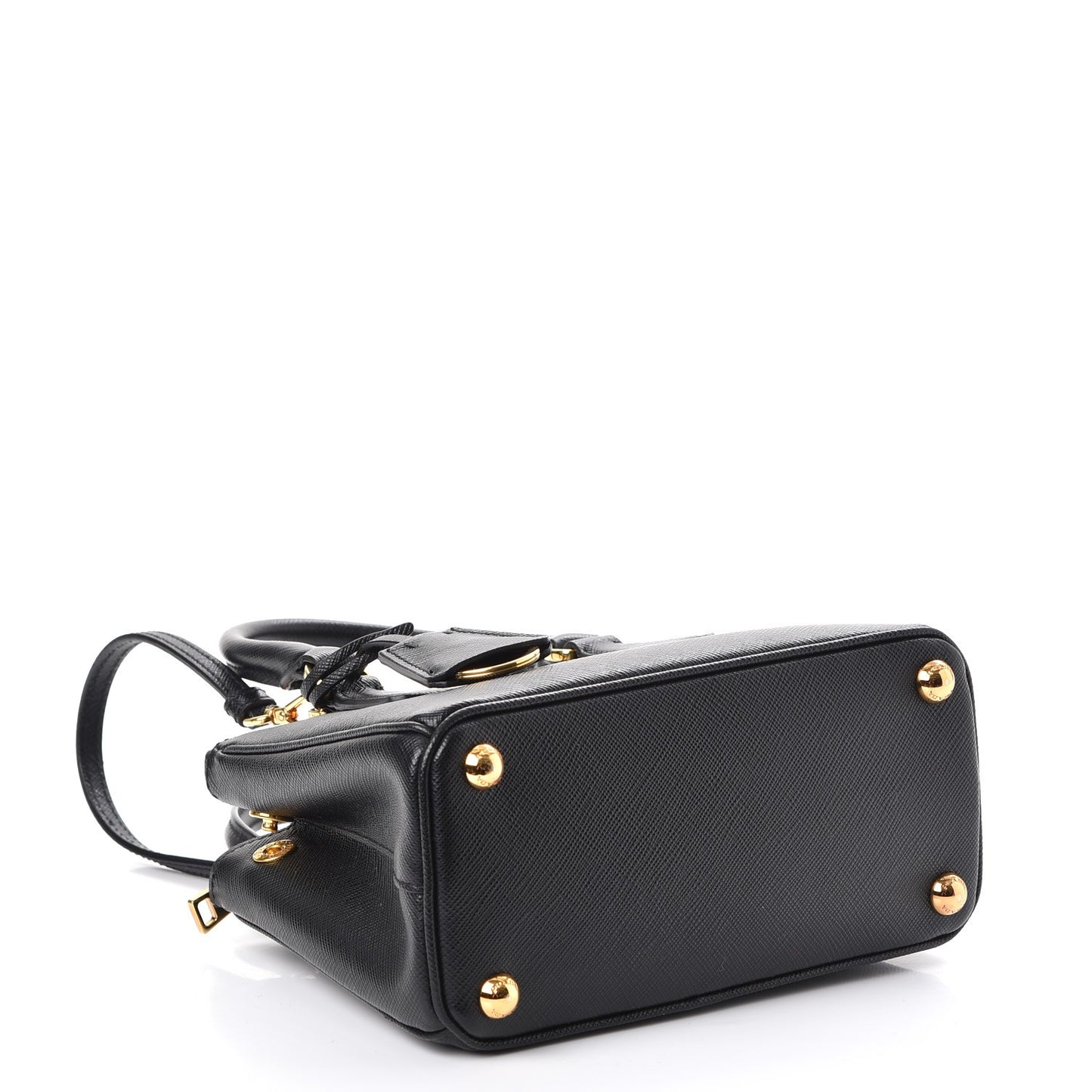 Saffiano Lux Micro Galleria Double Zip Tote Nero Black