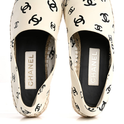 Chanel Lambskin Printed CC Espadrilles 38 White Black 7 of 7