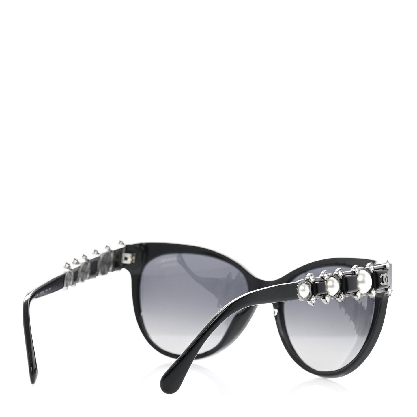 Crystal Pearl Cat Eye Sunglasses 5336-H-B Black