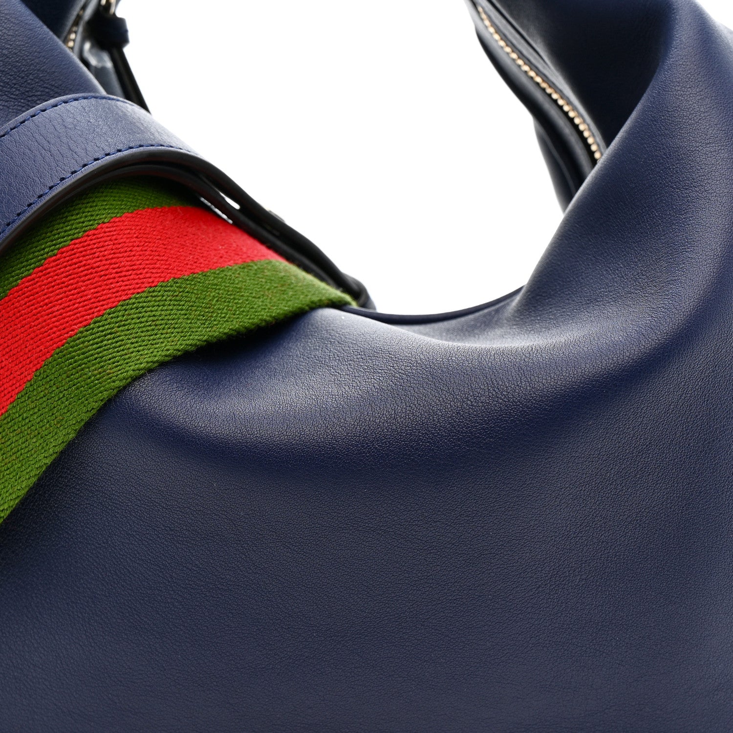 Gucci Aria Calfskin Web Large Attache Shoulder Bag Navy 8 of 10