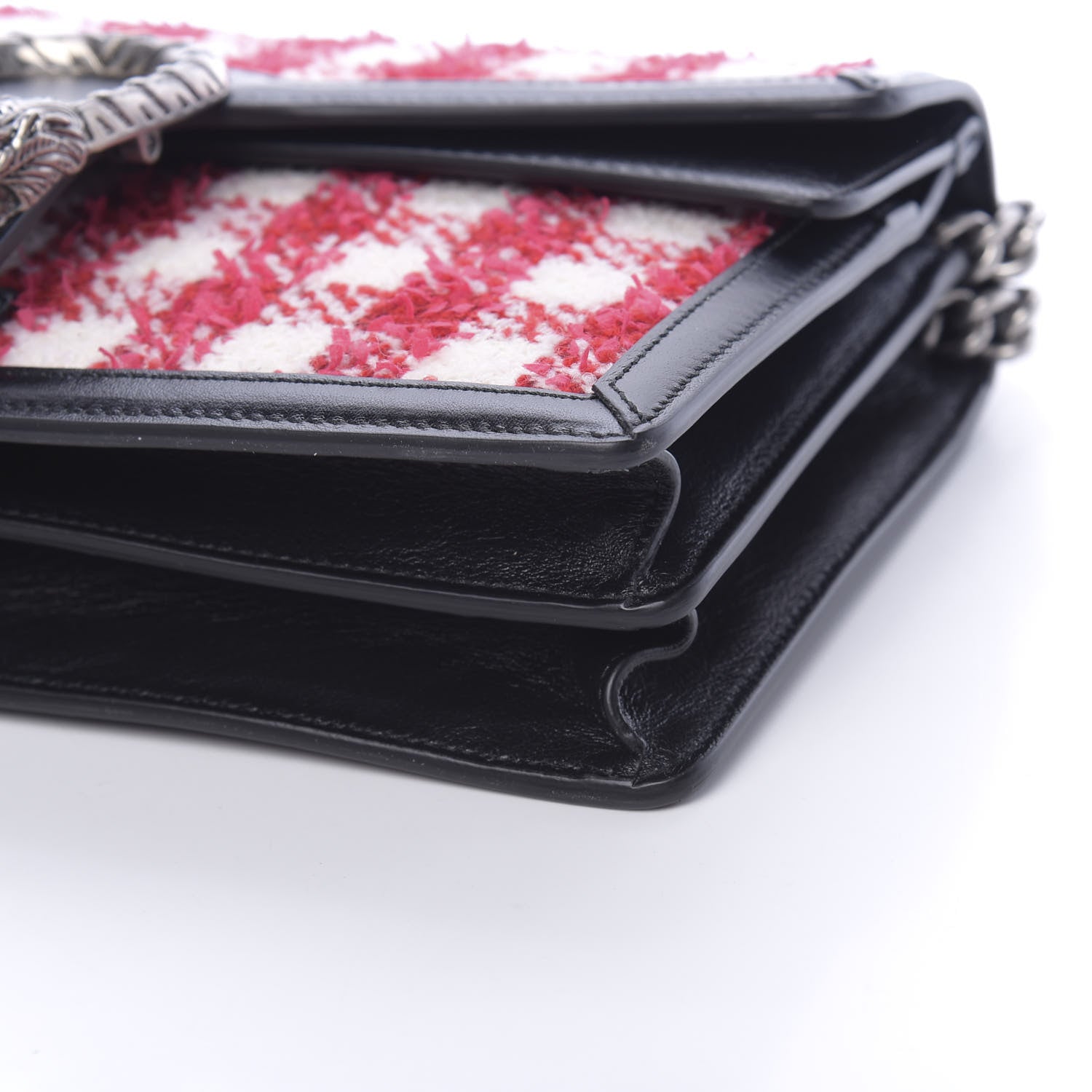 Gucci Tweed Check Small Dionysus Shoulder Bag Black Red 6 of 12