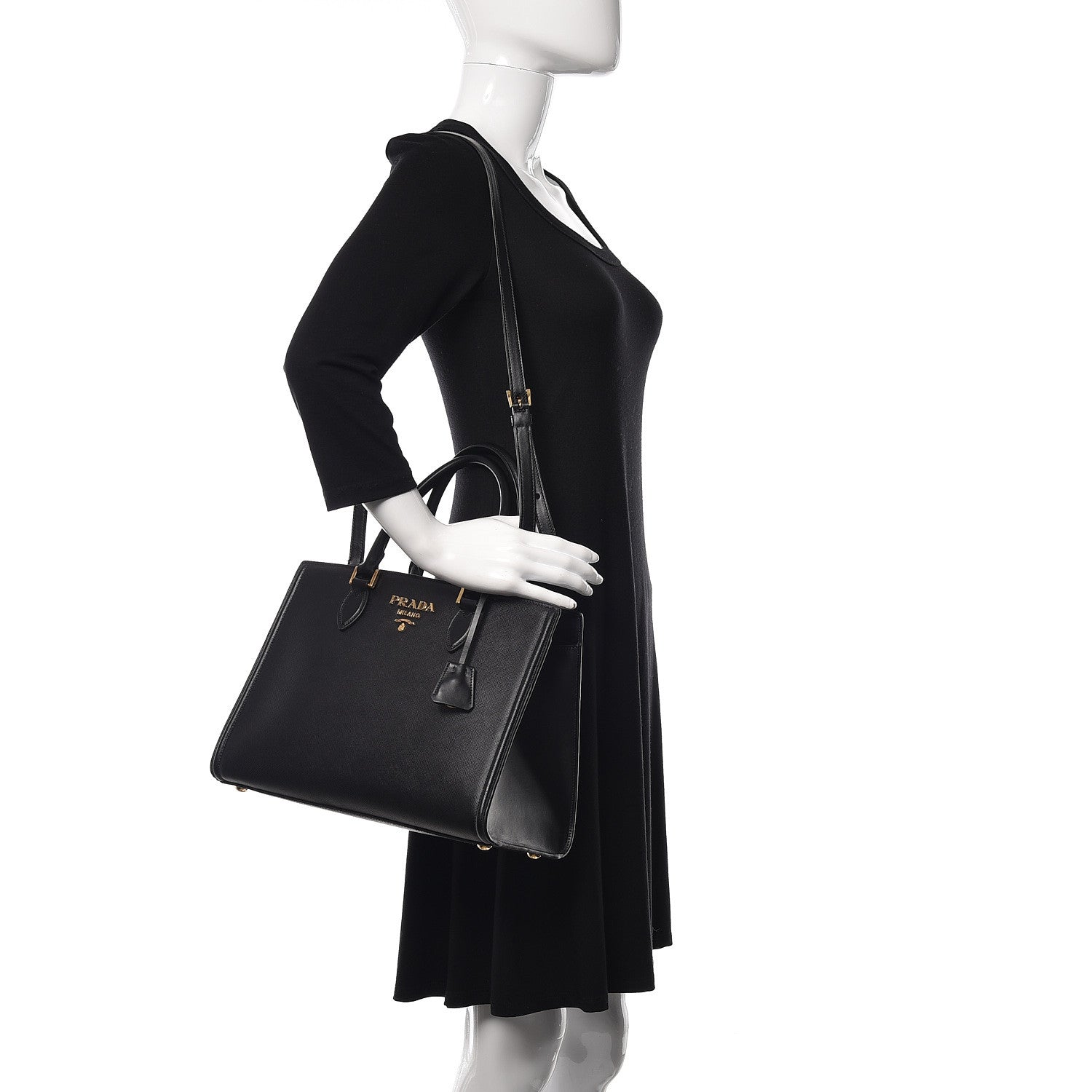 Prada Saffiano Soft Calfskin Tote Black 2 of 8