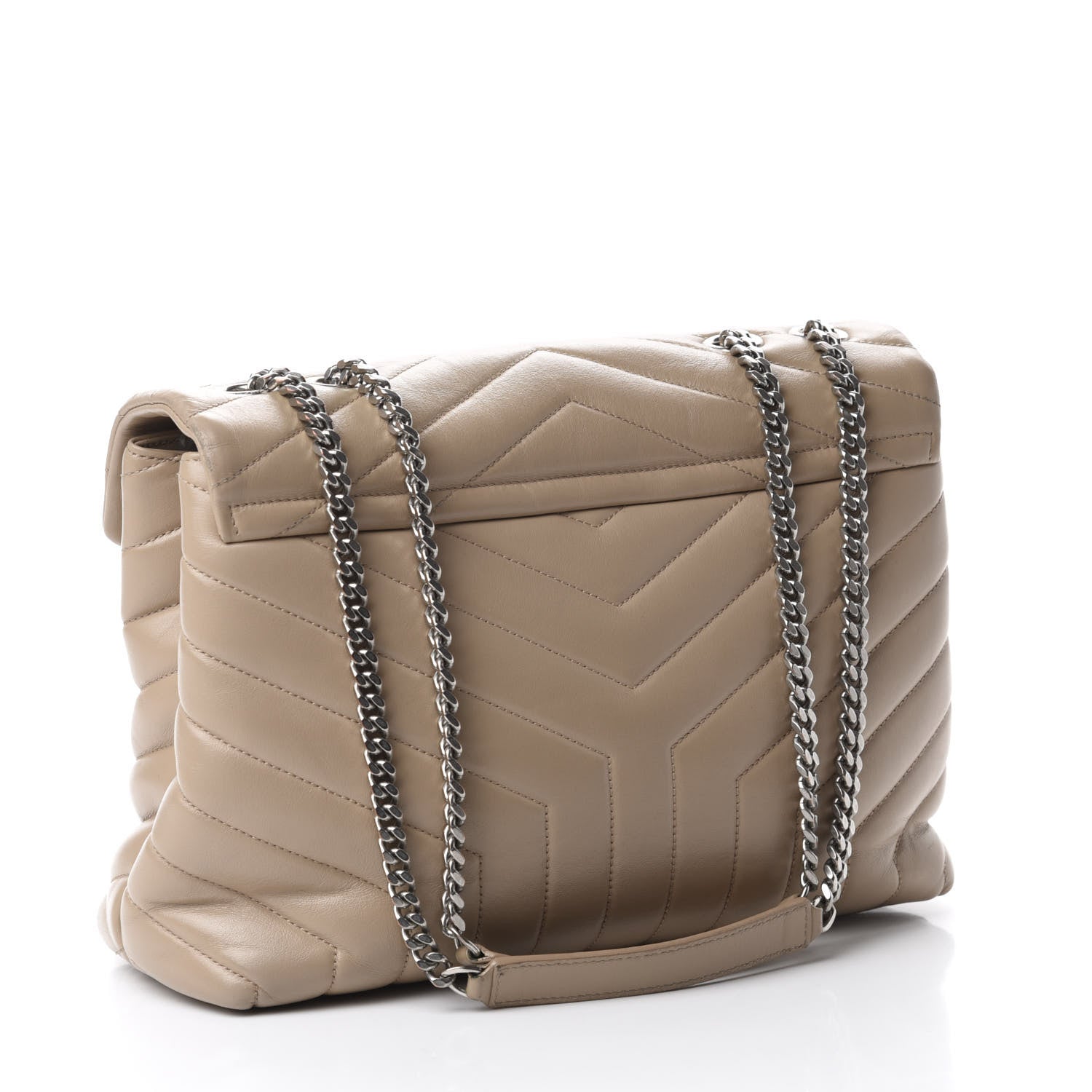 Saint Laurent Calfskin Y Quilted Monogram Medium Loulou Chain Satchel Dark Beige 3 of 11