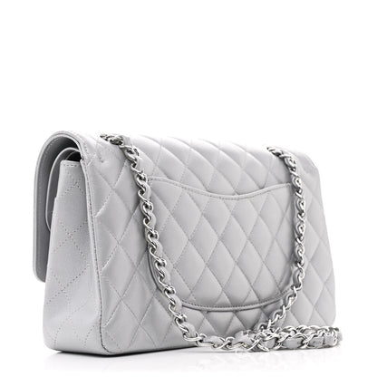 Chanel Iridescent Lambskin Quilted Medium Double Flap Grey 3 of 10