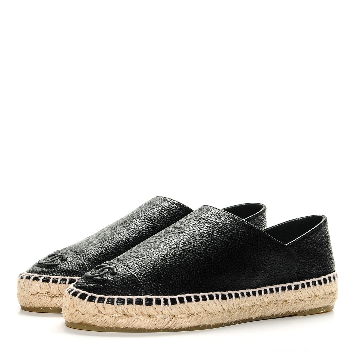 Chanel Grained Calfskin CC Espadrilles 36 Black 3 of 8