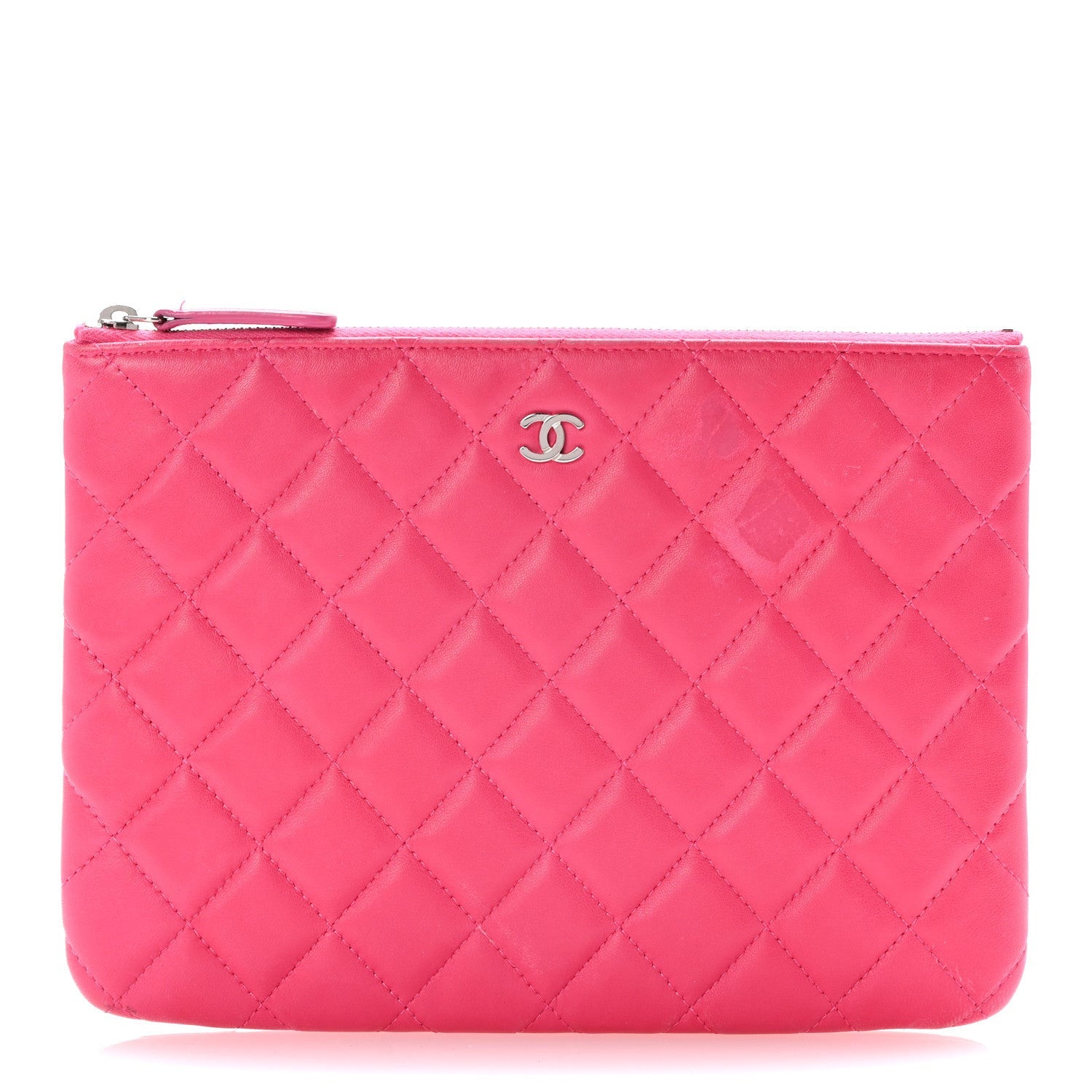 Chanel Lambskin Quilted Medium Cosmetic Case Dark Pink 1 of 7