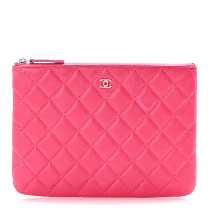 Chanel Lambskin Quilted Medium Cosmetic Case Dark Pink 1 of 7
