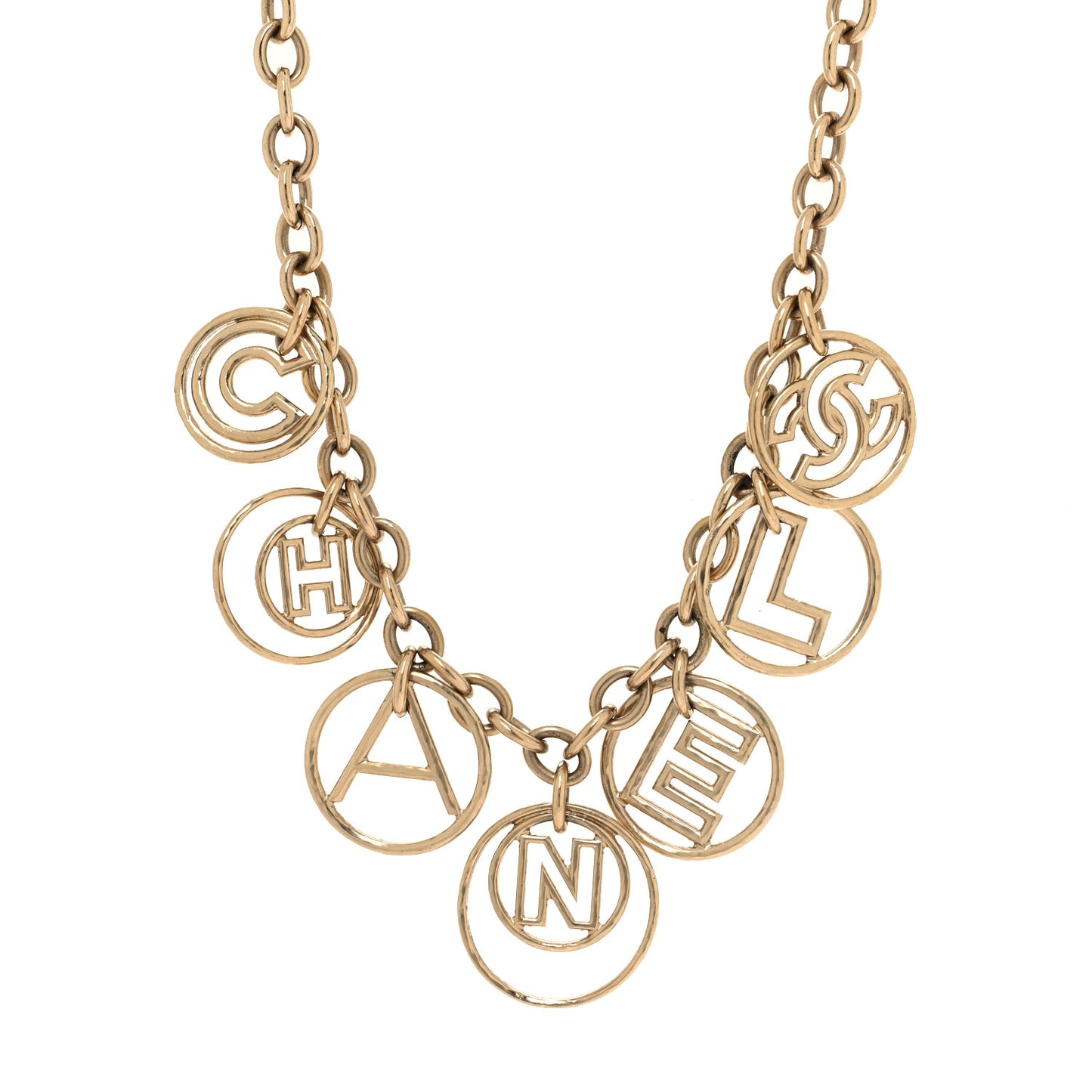 Metal Hoop Cuba Logo Necklace Gold