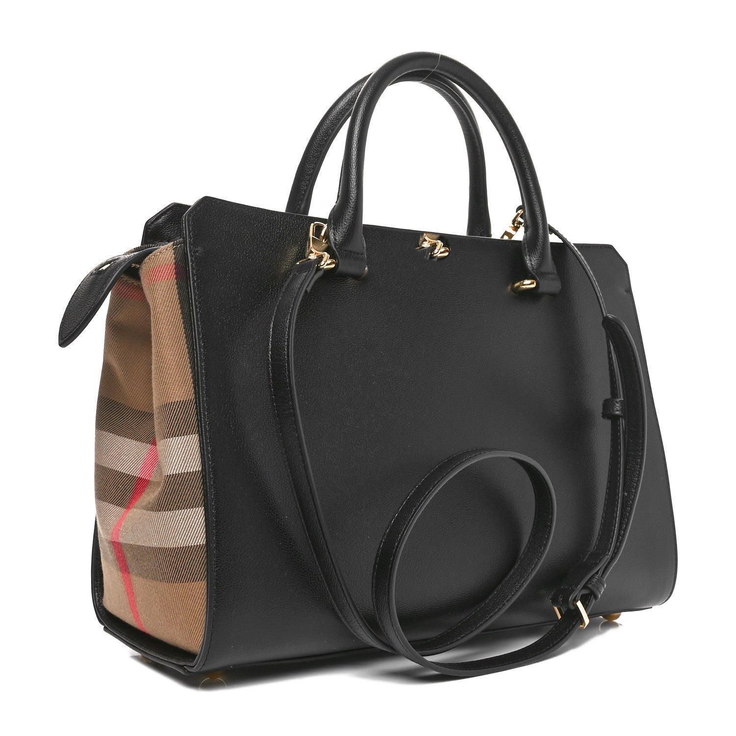 Burberry Calfskin Mega Check Small Banwell Tote Black 3 of 7