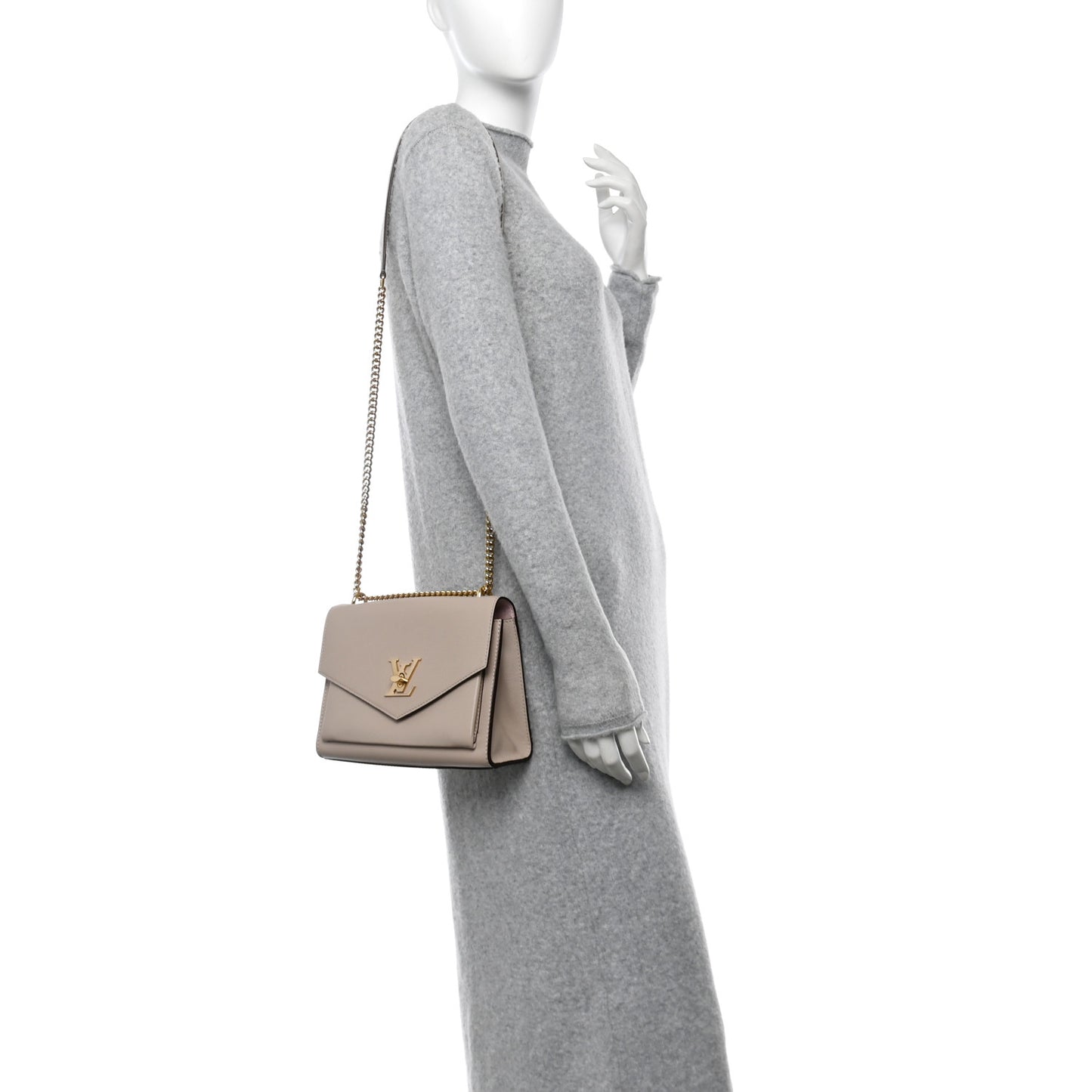 Soft Calfskin Mylockme Chain Bag BB Greige