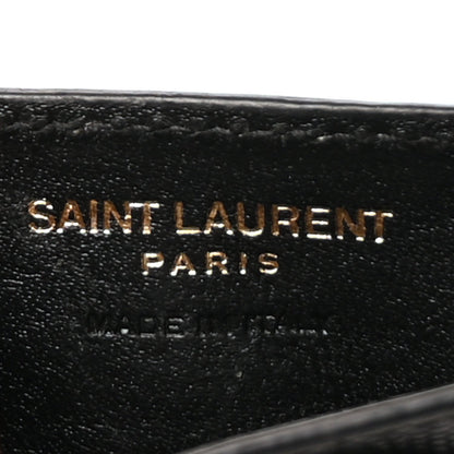 Saint Laurent Grain De Poudre Matelasse Chevron Monogram Credit Card Case  Black 6 of 7