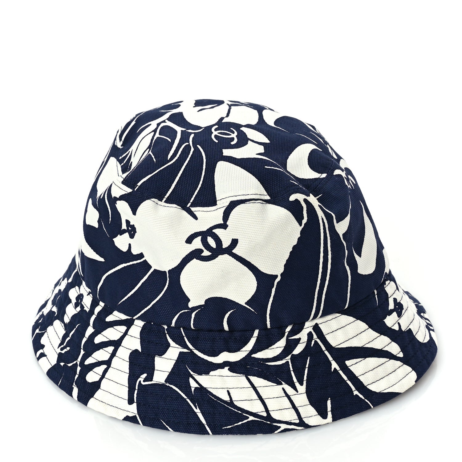 Chanel Cotton Canvas Bucket Hat L Navy Ivory 3 of 8