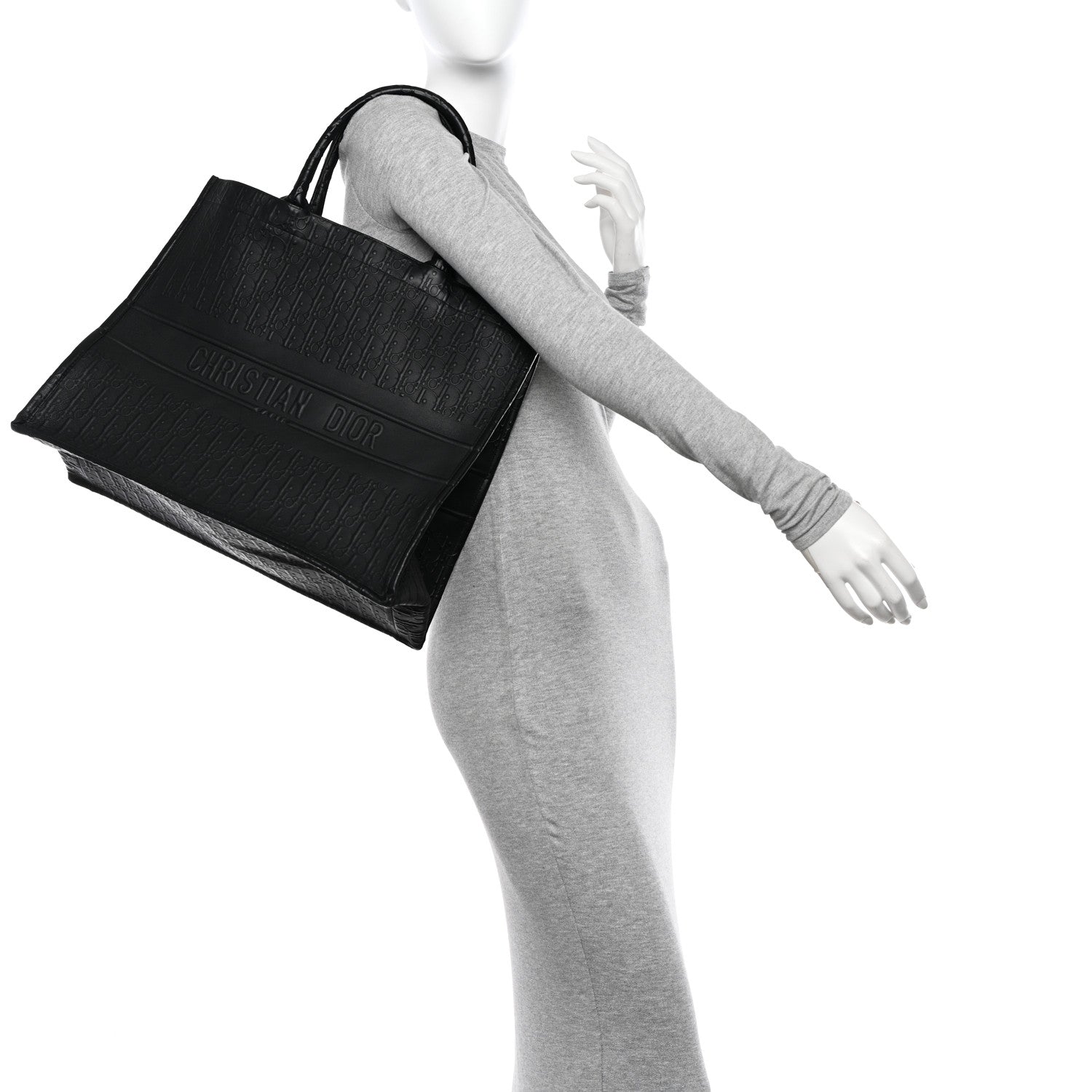 Christian Dior Oblique Calfskin Embossed Large Book Tote Black 2 of 11