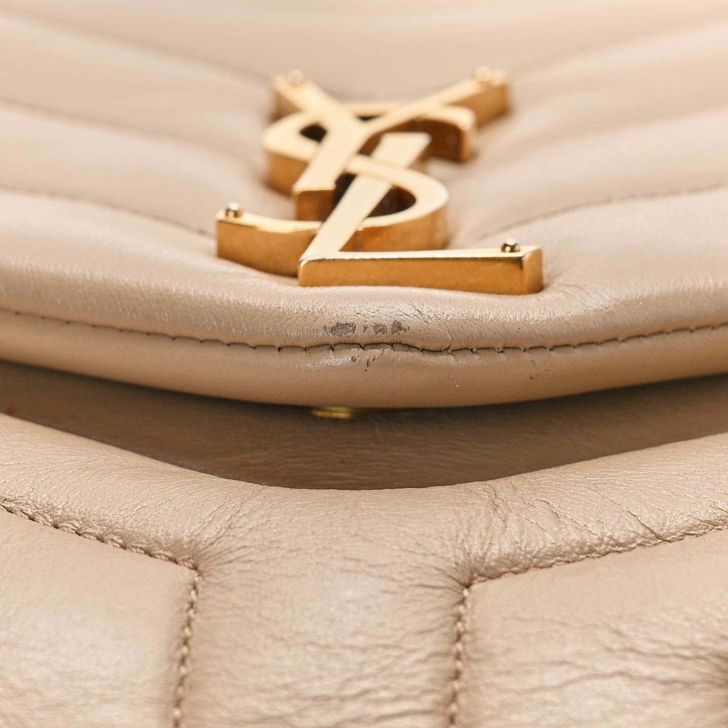 Calfskin Y Quilted Monogram Medium Loulou Chain Satchel Dark Beige