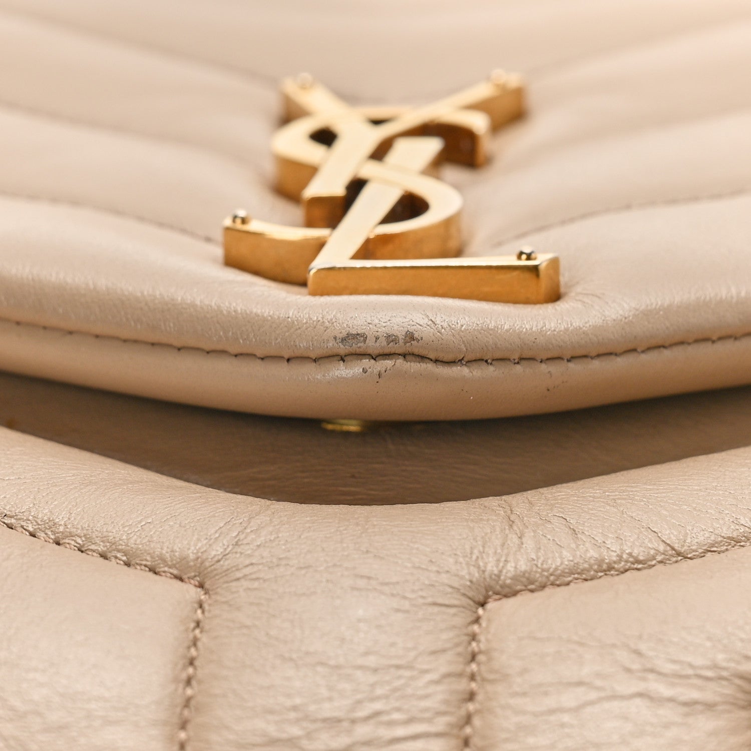 Saint Laurent Calfskin Y Quilted Monogram Medium Loulou Chain Satchel Dark Beige 21 of 21