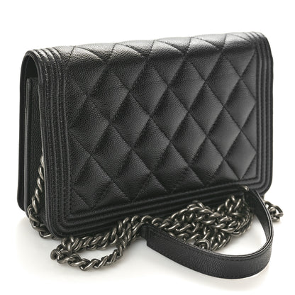 Chanel Caviar Quilted Boy Wallet On Chain WOC Black 3 of 11