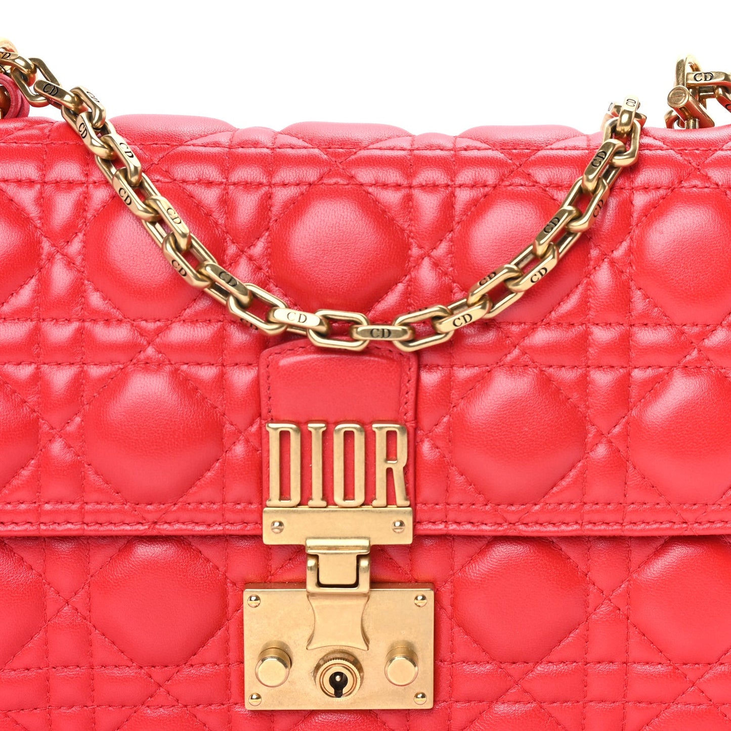 Lambskin Cannage Large Dioraddict Flap  Red