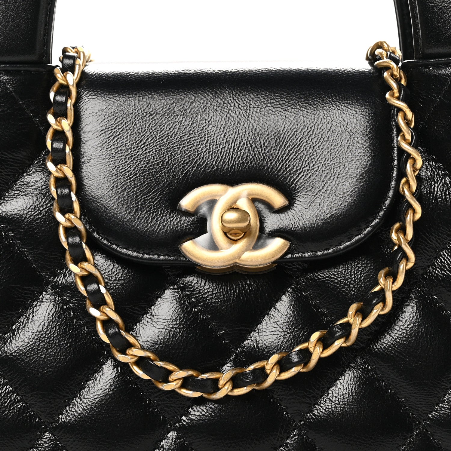 Chanel Shiny Aged Calfskin Quilted Nano Kelly Shopper Black 8 of 10