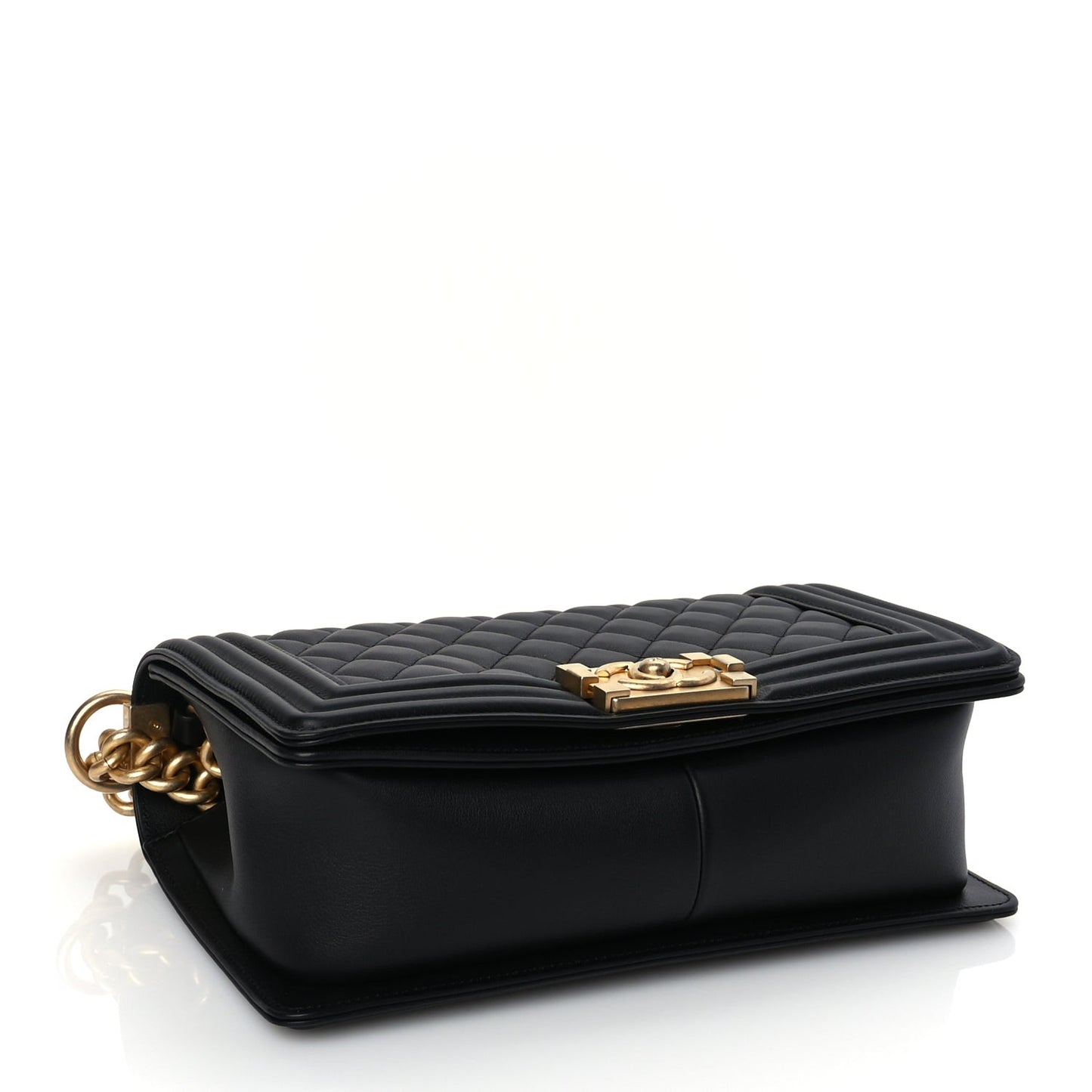 Calfskin Quilted Medium Boy Flap Black