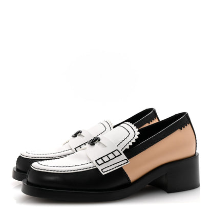 Chanel Calfskin CC Loafers 38 Black White Beige 4 of 7