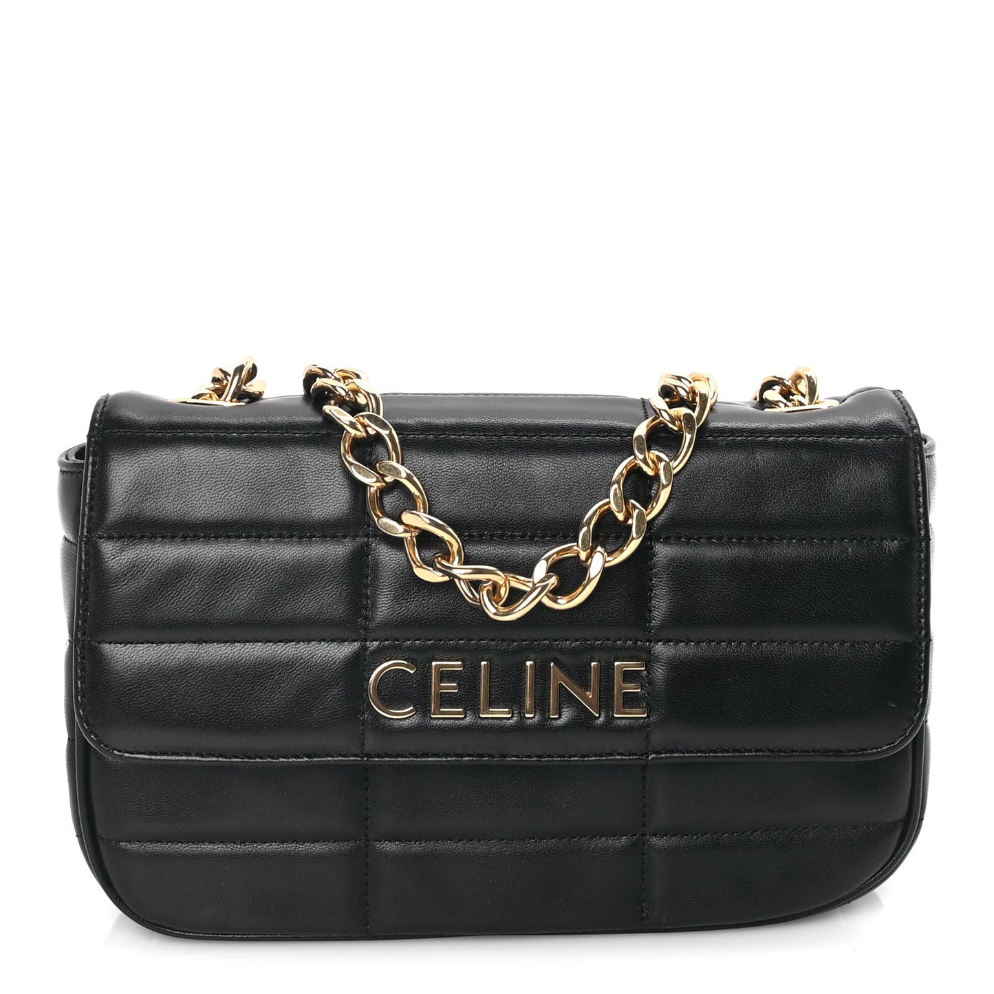 Goatskin Matelasse Chain Shoulder Bag  Black
