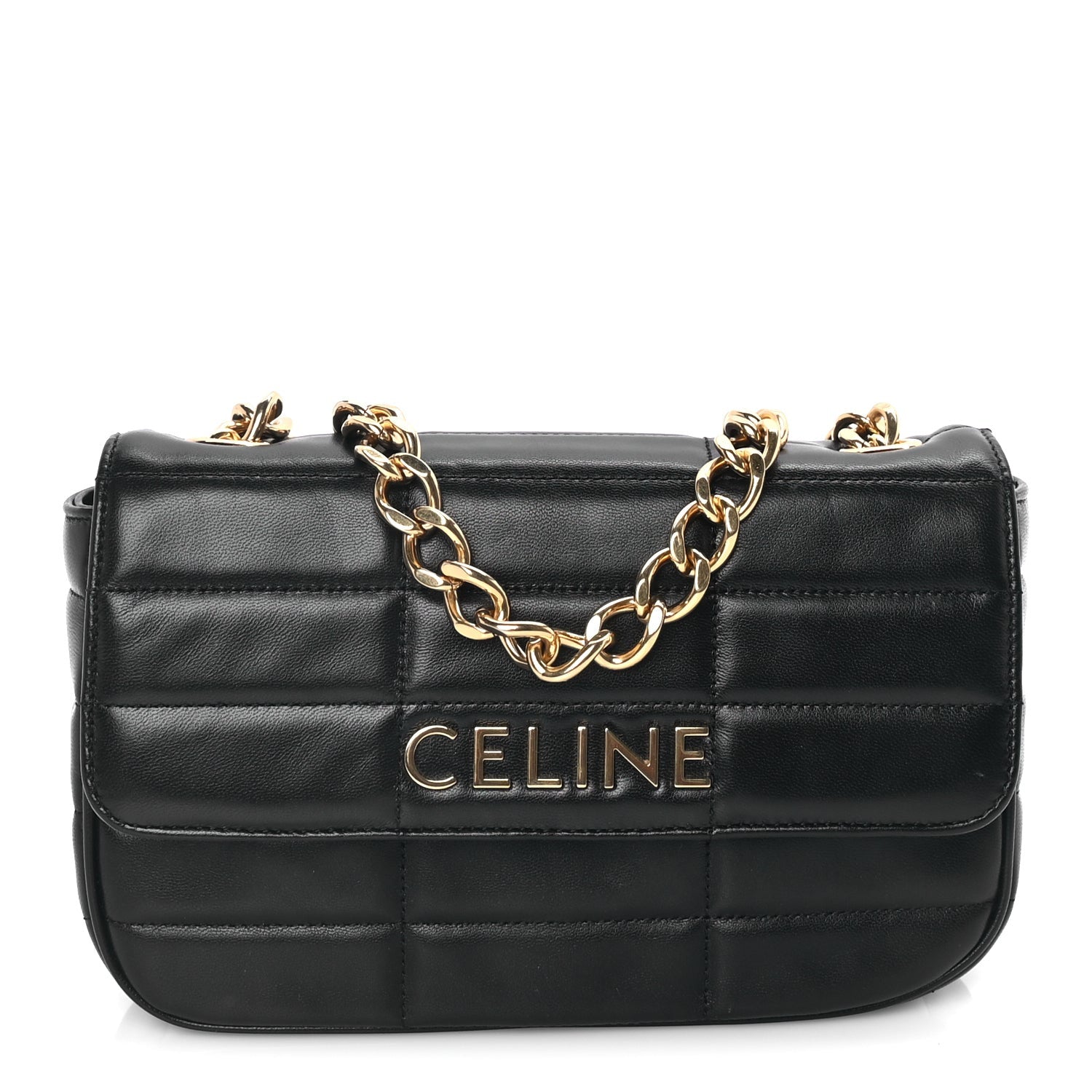 Celine Goatskin Matelasse Chain Shoulder Bag  Black 1 of 7
