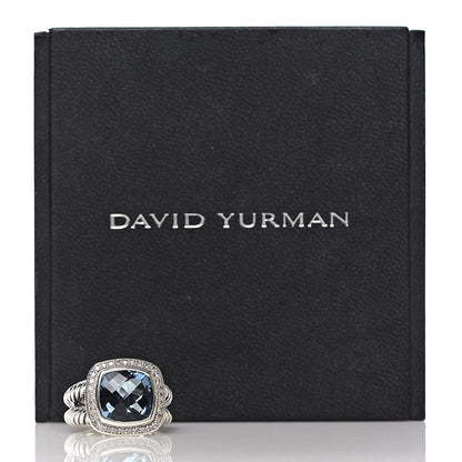 David Yurman Sterling Silver Diamond Blue Topaz 11mm Albion Ring 54 7 5 of 5