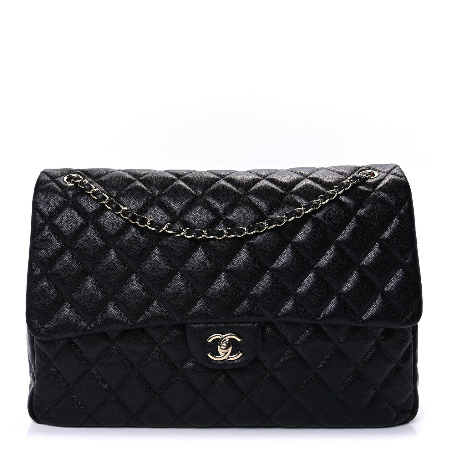Caviar Quilted XXL Travel Flap Bag Black Black