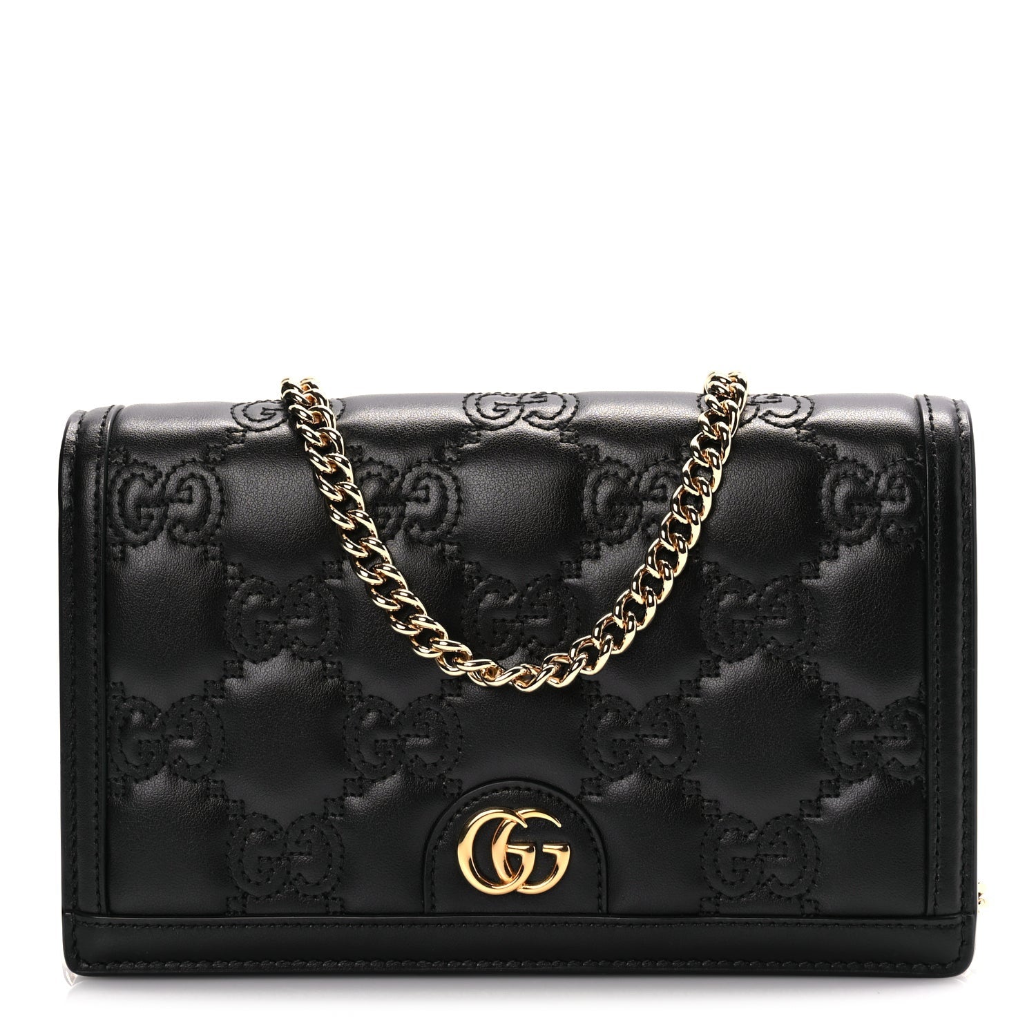 Gucci Calfskin GG Matelasse Chain Wallet Black 1 of 9