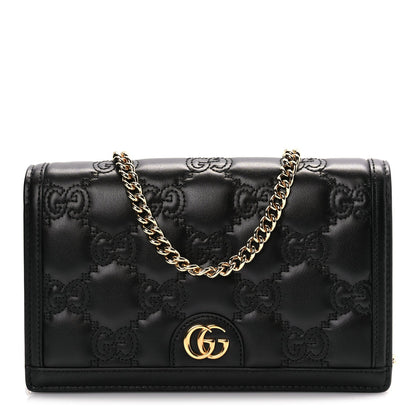 Gucci Calfskin GG Matelasse Chain Wallet Black 1 of 9