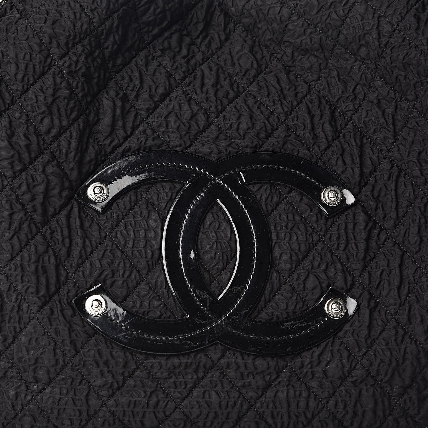 Chanel Nylon Patent Quilted CC Tote Black 10 of 10