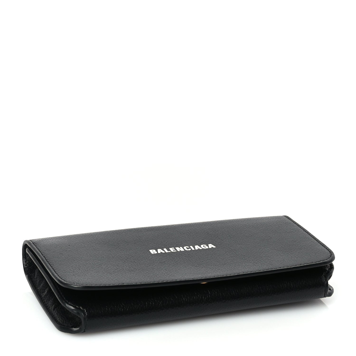 Balenciaga Grained Calfskin Logo Cash Phone Holder Wallet On Chain Black 3 of 8