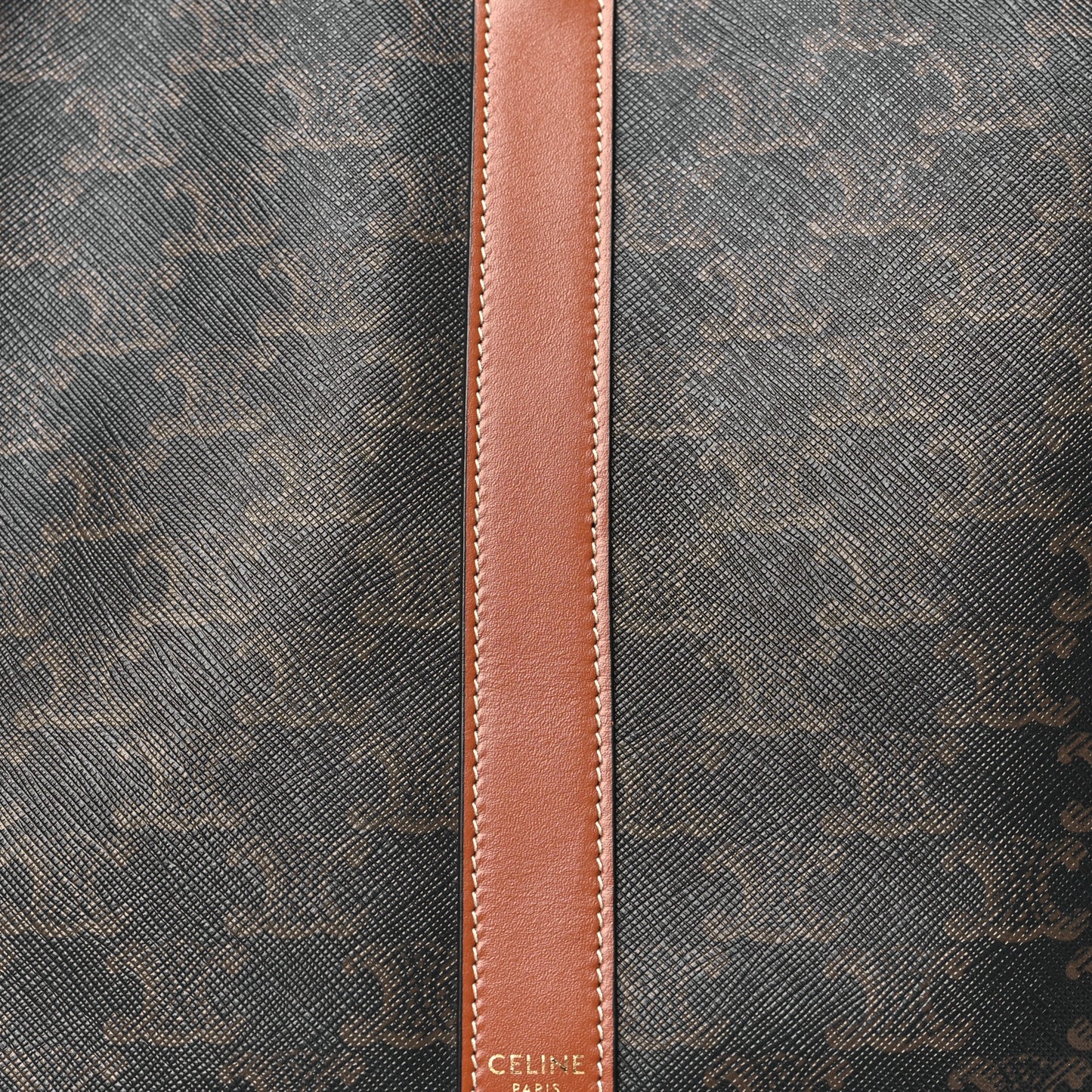 Triomphe Canvas Calfskin Medium Bucket Bag Tan