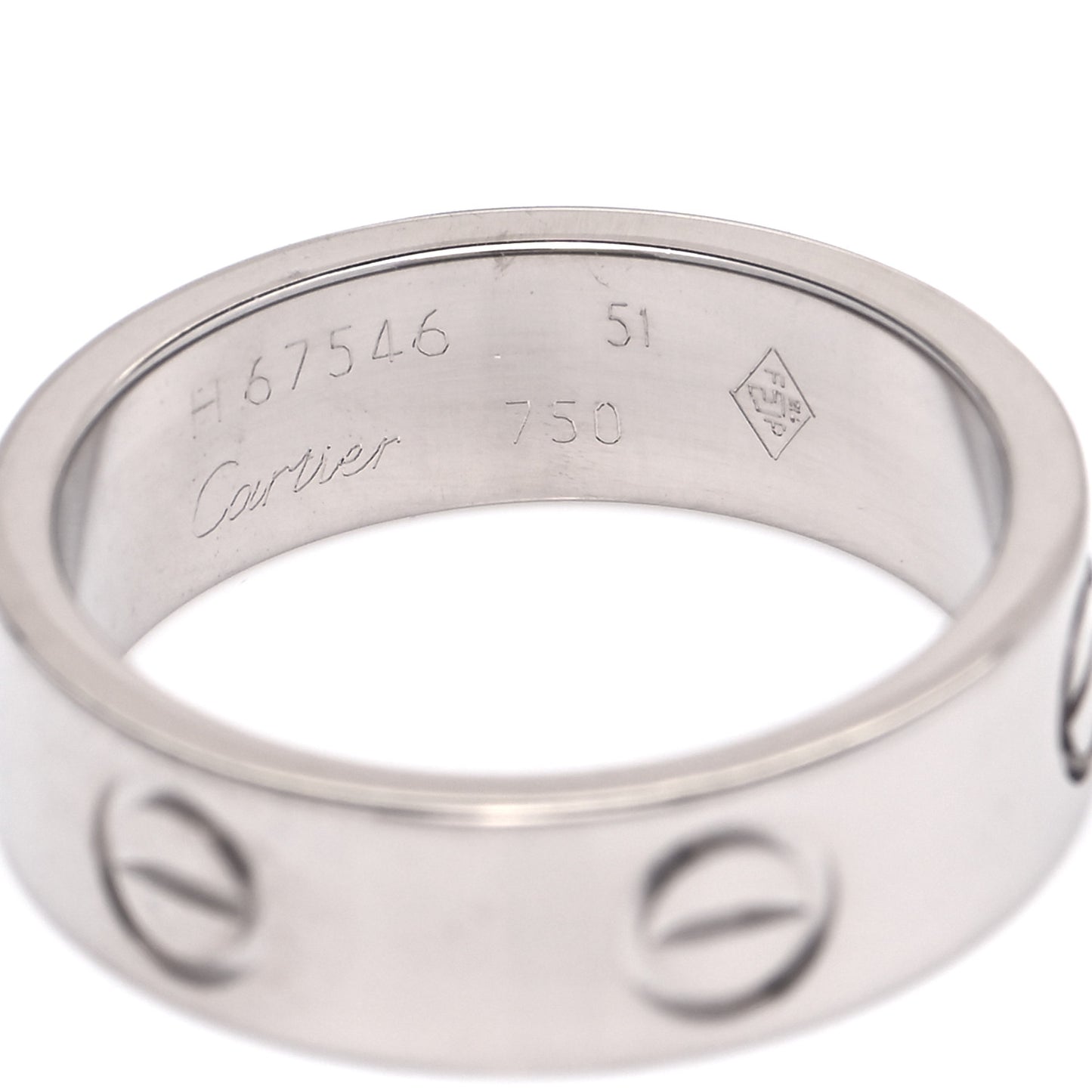 18K White Gold 5.5mm LOVE Ring 51 5.75