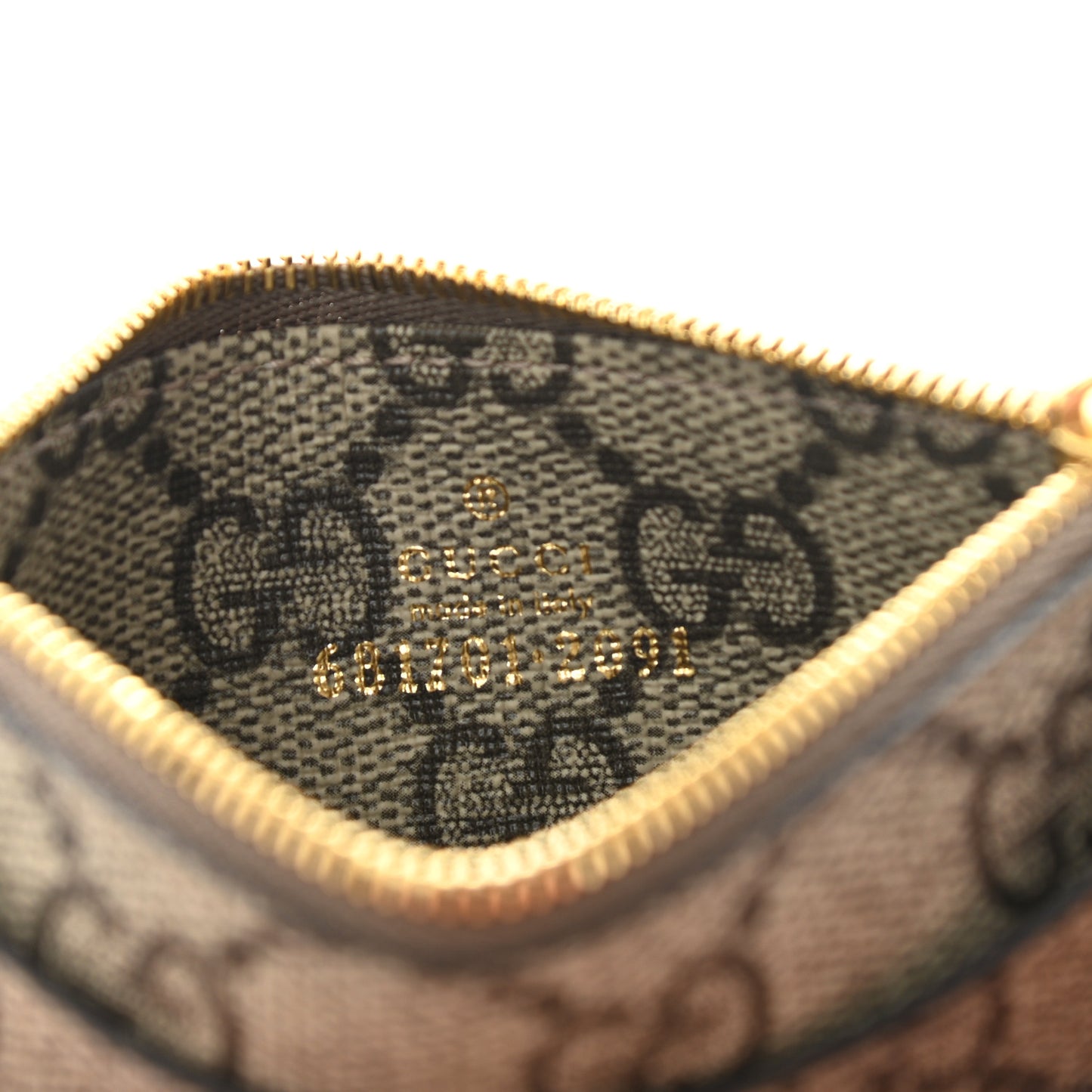 X BALENCIAGA GG Supreme Monogram Zip Card Case Beige Ebony