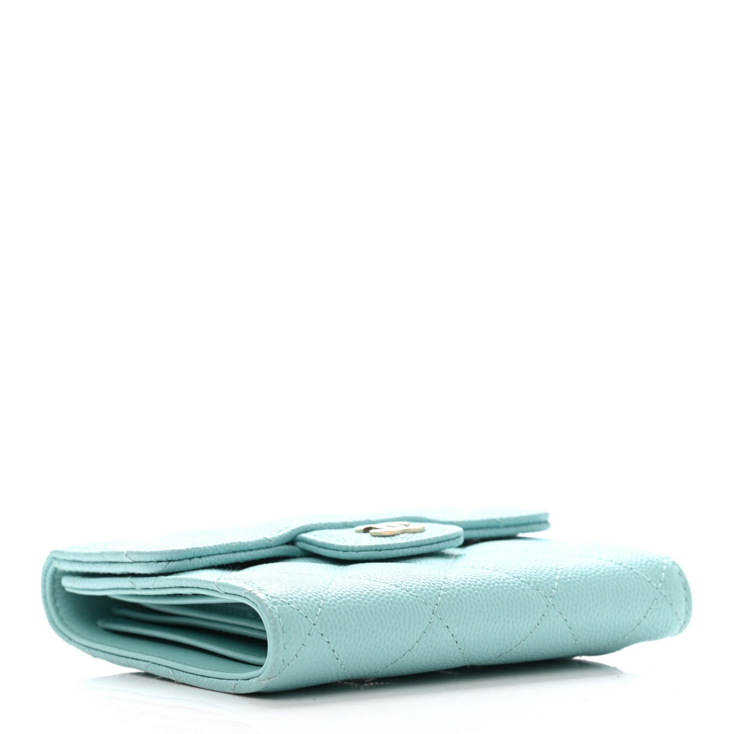 Caviar Quilted Compact Flap Wallet Light Blue