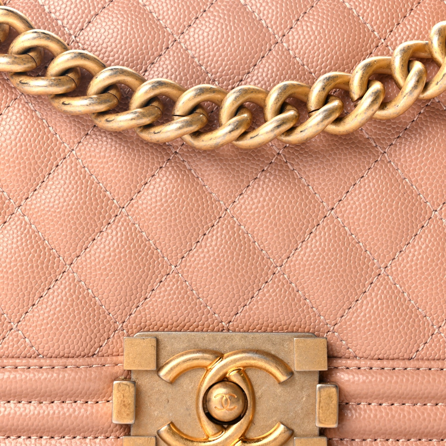 Chanel Caviar Quilted Medium Boy Flap Beige 7 of 10