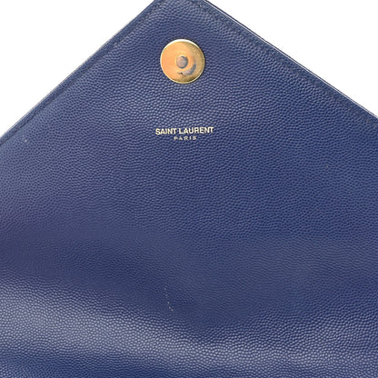 Saint Laurent Grain De Poudre Matelasse Chevron Large Monogram Satchel Navy Blue 7 of 13