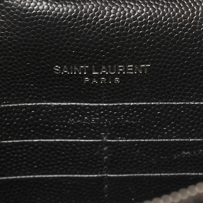 Saint Laurent Grain De Poudre Matelasse Chevron Monogram Envelope Chain Wallet Black 6 of 11