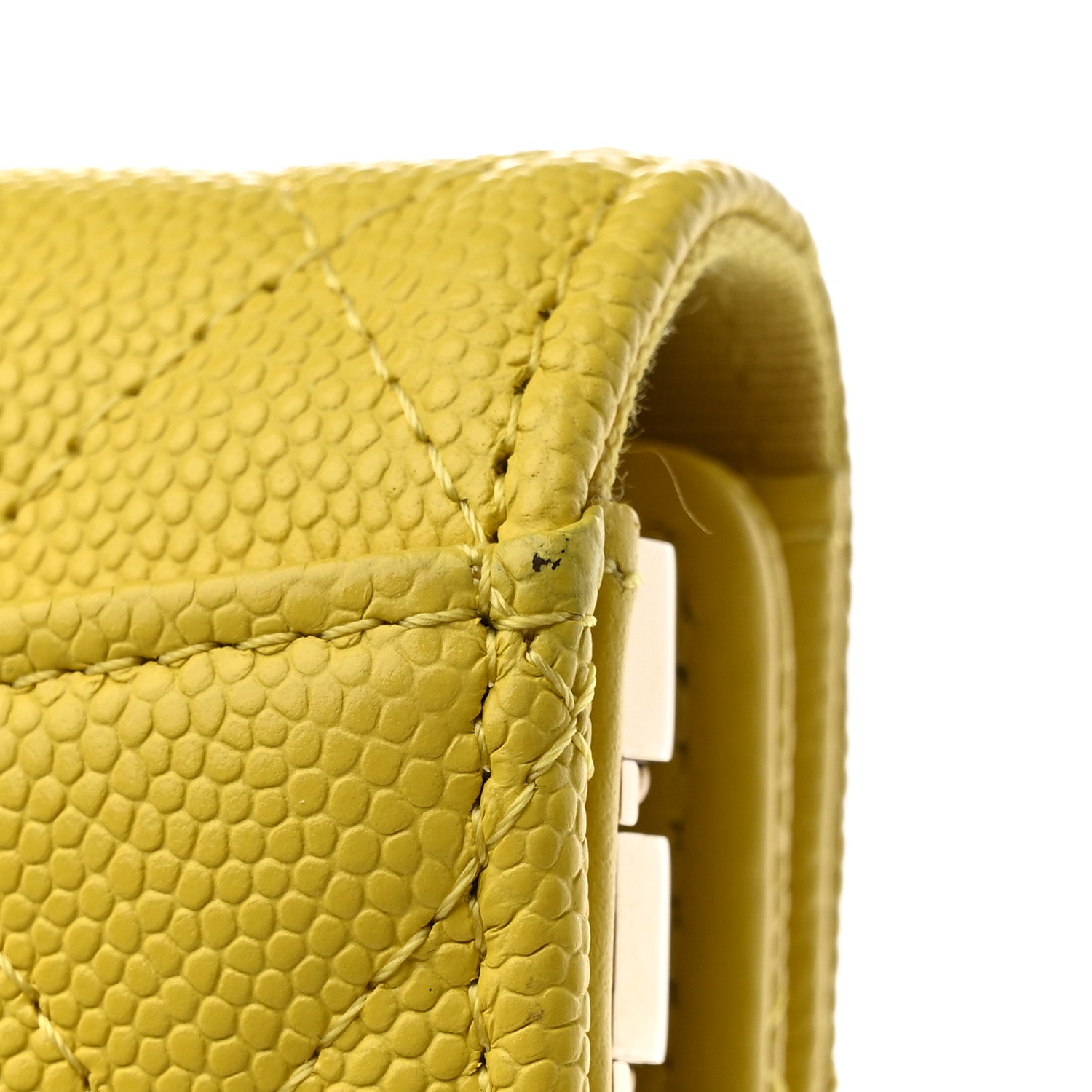 Chanel Caviar Quilted Classic 4 Key Holder Wallet Yellow 12 of 13