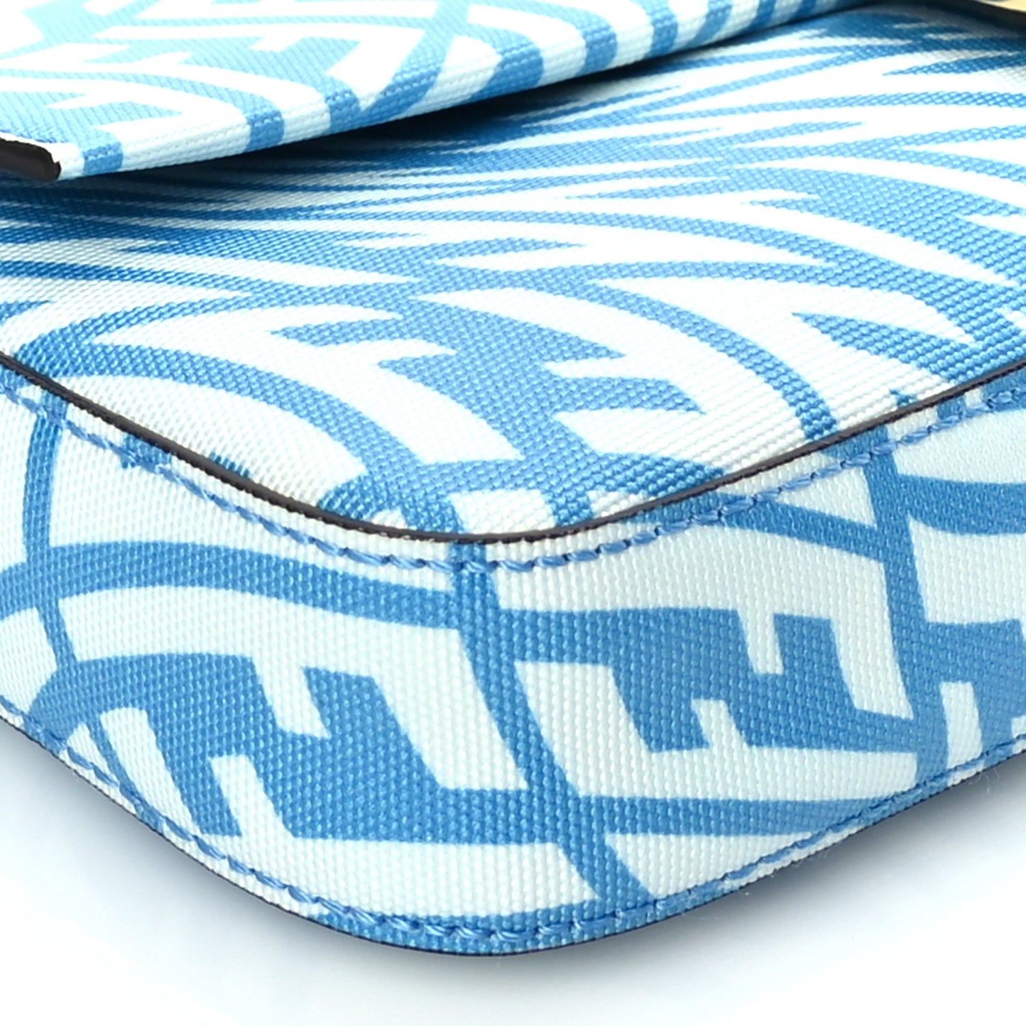 X SARAH COLEMAN Glazed Canvas Vitello King FF Vertigo Baguette 1997  Cyber Blue White