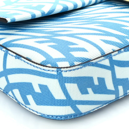 Fendi X SARAH COLEMAN Glazed Canvas Vitello King FF Vertigo Baguette 1997  Cyber Blue White 7 of 8