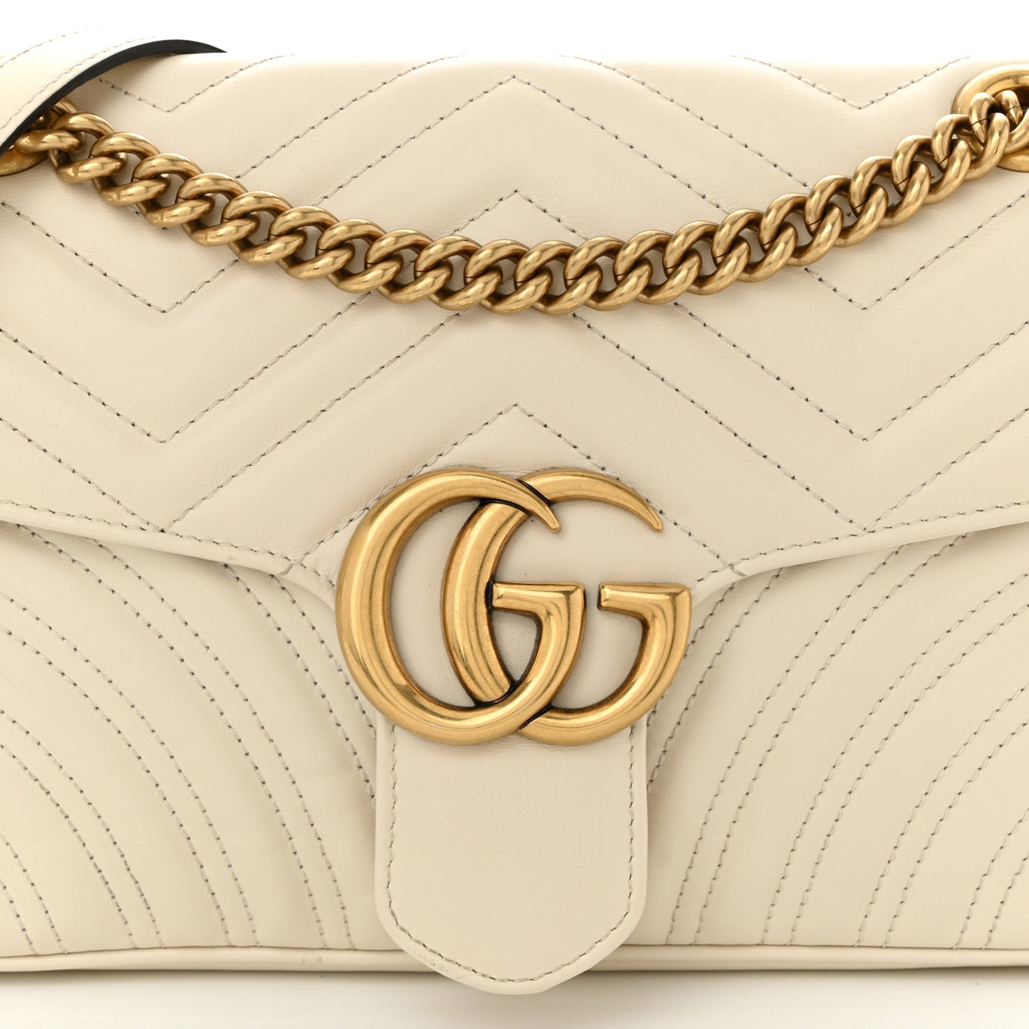 Calfskin Matelasse Small GG Marmont Shoulder Bag White