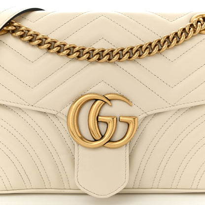 Gucci Calfskin Matelasse Small GG Marmont Shoulder Bag White 8 of 14