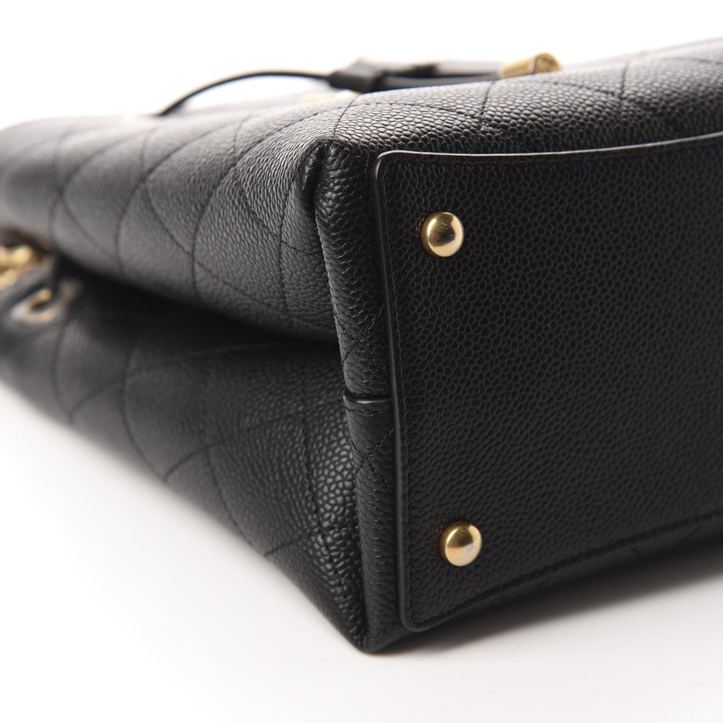 Grained Calfskin Stitched Small Drawstring Bag Black