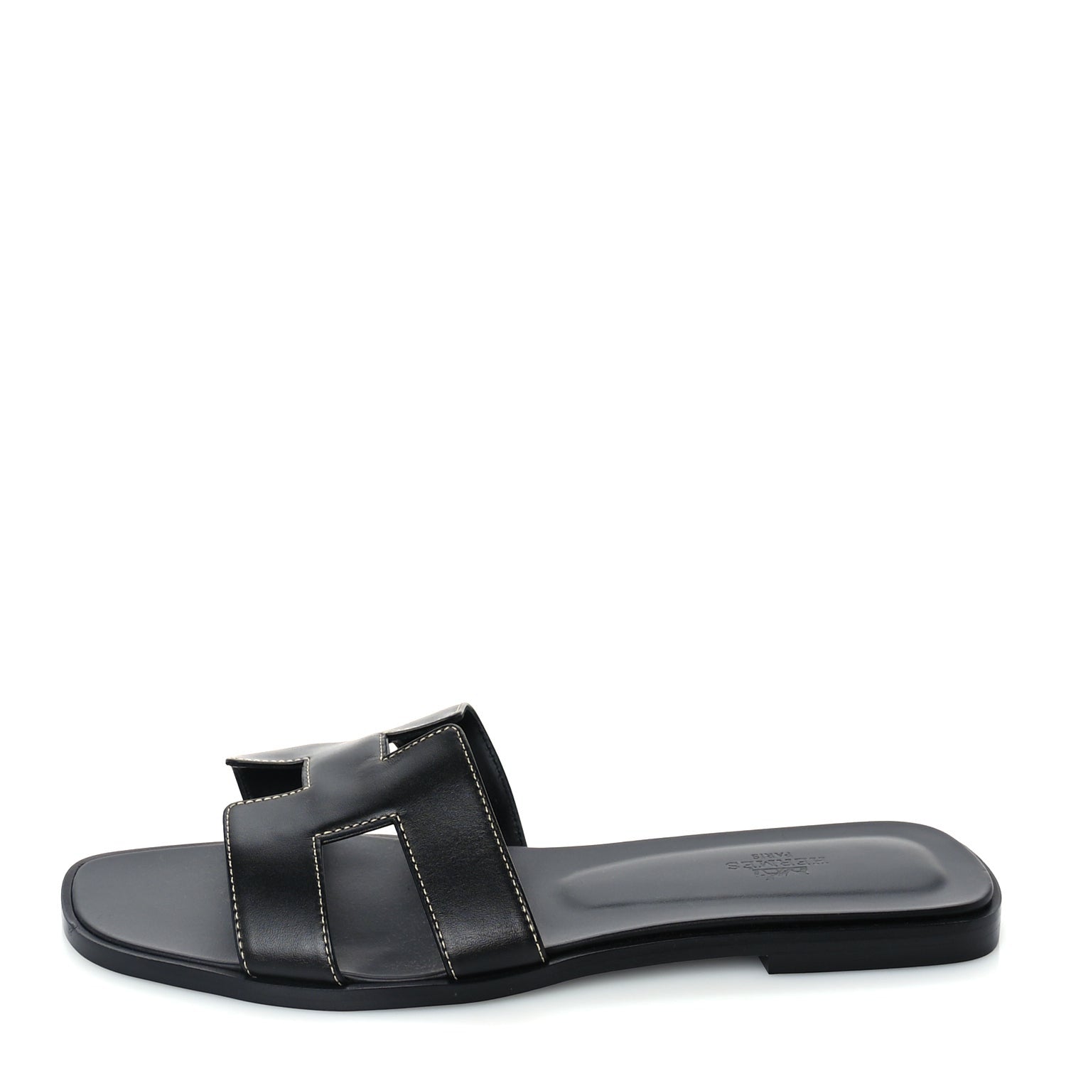 Hermes Box Calfskin Oran Sandals 41 Black 1 of 7