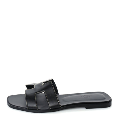 Hermes Box Calfskin Oran Sandals 41 Black 1 of 7