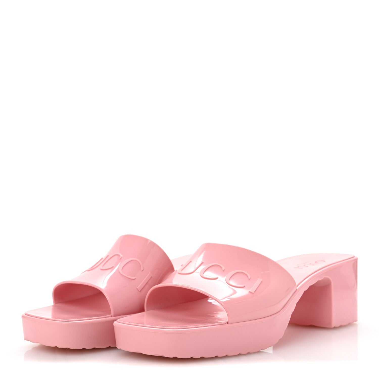 Gucci Rubber Logo Womens Platform 20/60mm Slide Sandals 39 Wild Rose 4 of 7
