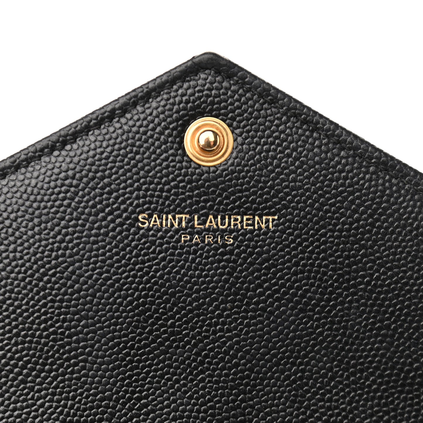 Grain De Poudre Matelasse Chevron Monogram Envelope Chain Wallet Black